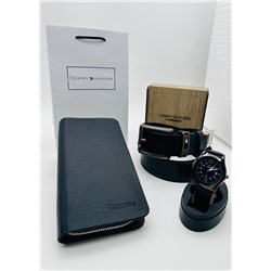 Подарочный набор для мужчины ремень, кошелёк, часы и коробка 2020540