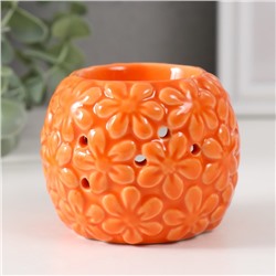 Аромалампа керамика "Цветочки" оранжевая 7,5х7,5х7,5 см