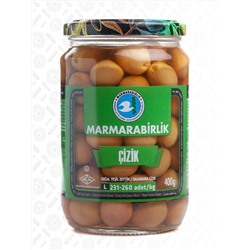 Оливки "Marmarabirlik" 0,4 кг L 231-260 Cizik с косточкой (стекло) 1/6