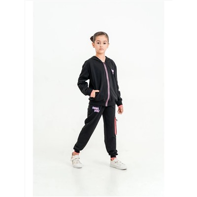 Mışıl Детская толстовка и спортивные штаны на молнии с капюшоном и принтом для девочек с длинными рукавами