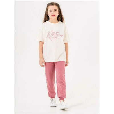 Mışıl Kids Детская футболка с короткими рукавами и спортивные штаны с круглым вырезом для девочек