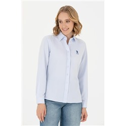 Женская голубая базовая рубашка с длинным рукавом Неожиданная скидка в корзине