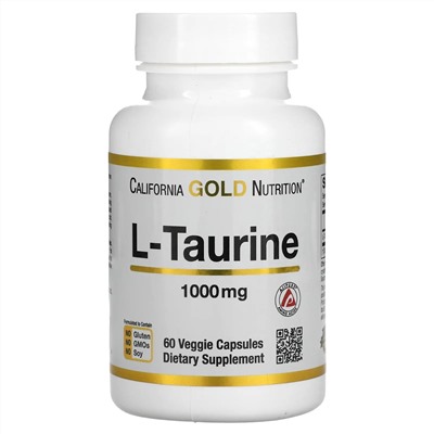 California Gold Nutrition, L-таурин, AjiPure, 1000 мг, 60 растительных капсул