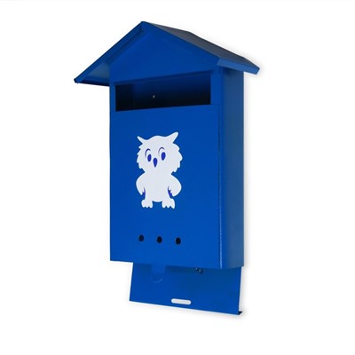 Ящик почтовый без замка (с петлёй), вертикальный, «Домик», синий