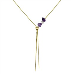 Collar - plata 925 chapada en oro - perlas de agua dulce - amatista - violeta - Ø de la perla: 6 mm