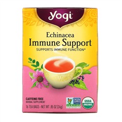 Yogi Tea, Immune Support с эхинацеей, без кофеина, 16 чайных пакетиков, 24 г (85 унций)