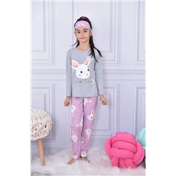 Пижамный комплект Pijakids Grey Rabbit в горошек для девочек 17028