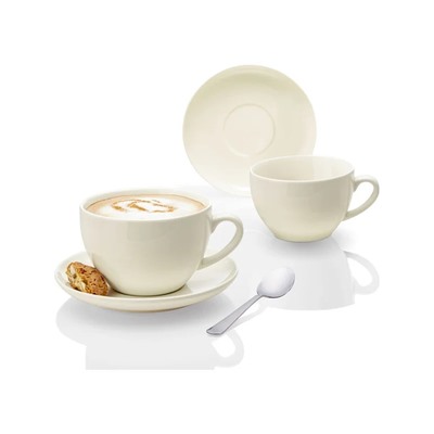 ERNESTO® 2er Set Tassen mit Untertasse, aus hochwertigem Porzellan