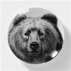 Тарелка фарфоровая «Медведь», d=17,5 см, белая