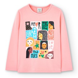 Camiseta - punto - algodón - rosa