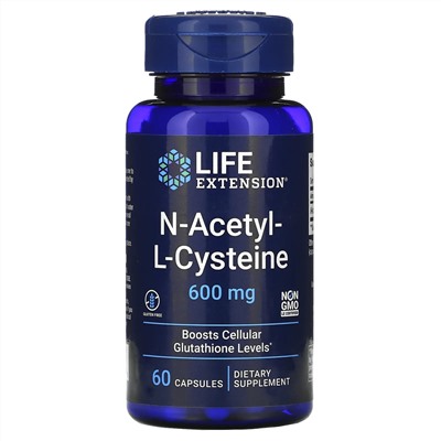 Лайф Экстэншн, N-ацетил-L-цистеин, 600 мг, 60 капсул