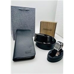Подарочный набор для мужчины ремень, кошелёк, часы и коробка 2020543