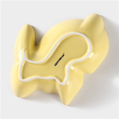 Блюдо керамическое глубокое «Милашки. Зайка», 300 мл, 17,5×12,6×4 см, цвет жёлтый