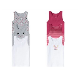 lupilu® Kleinkinder Mädchen Unterhemd, 3 Stück, mit hohem Baumwollanteil