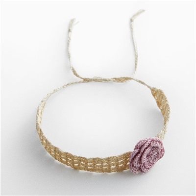 Collana fiore crochet Pufli - rosa pastello