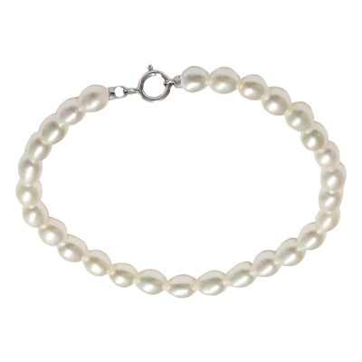 Pulsera - oro blanco 18 kt - perlas de agua dulce - Ø de la perla 4 - 5 mm
