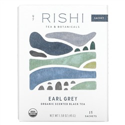 Rishi Tea, «Earl Grey», органический ароматизированный черный чай, 15 пакетиков, 45 г (1,58 унции)