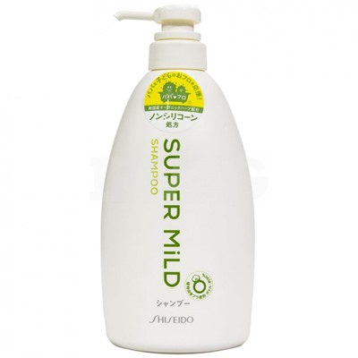 SHISEIDO Шампунь для волос SUPER MILD, с ароматом трав, витамином Е, бутылка-дозатор 600 мл.