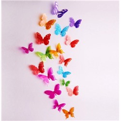Наклейки на стену для декора дома интерьерные бабочки 3d multicolored