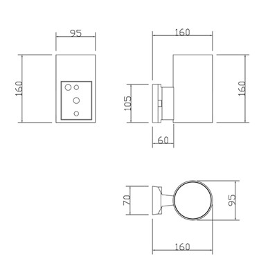 Бра Outdoor O419WL-01B, 1х60Вт, 16х16х16 см, E27, цвет чёрный