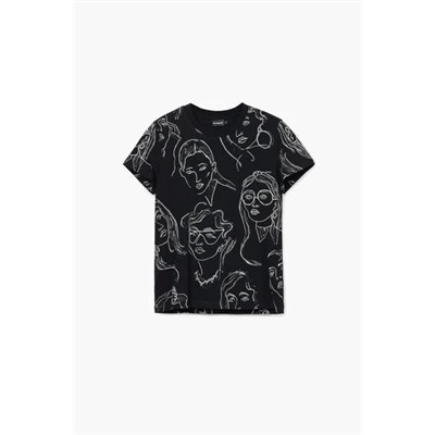 Short-sleeve T-shirt with faces