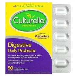 Culturelle, пробиотики, ежедневный пищеварительный пробиотик, 10 миллиардов КОЕ, 50 вегетарианских капсул для приема один раз в день