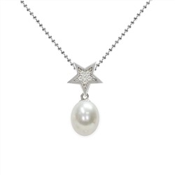 Collar con colgante - plata 925 - perla de agua dulce - Ø: 8 mm