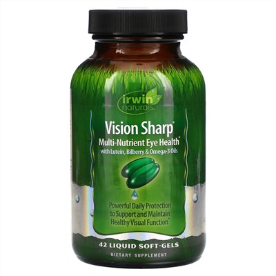 Irwin Naturals, Vision Sharp, комплексная питательная добавка для здоровых глаз, 42 мягкие желатиновые капсулы с жидкостью