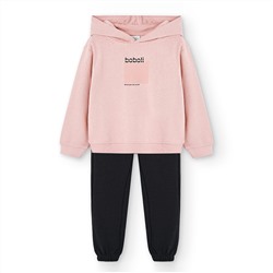 Conjunto sudadera con capucha + pantalón - 100% algodón - rosa y negro