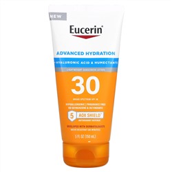 Eucerin, Advanced Hydration, Lightweight Sunscreen Lotion, SPF 30, Fragrance Free, 5 fl oz (150 ml)