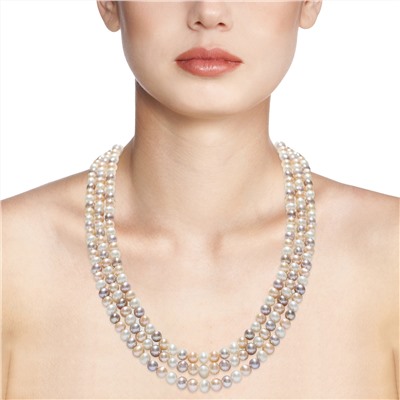 Collar largo - plata 925 - perlas de agua dulce - Ø de la perla: 5.5 - 6.5 mm