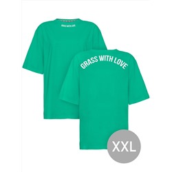 Футболка oversize "GRASS WITH LOVE" зеленая размер XXL