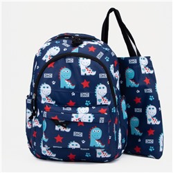Набор рюкзак молодёжный из текстиля, сумка-шопер, цвет синий