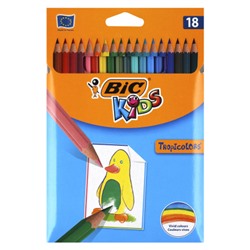 Карандаши цветные 12 цветов, пластик, шестигранный Kids Tropicolors Bic 9375173