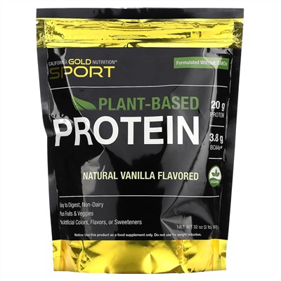 California Gold Nutrition, Sport, веганский протеин и ваниль, 907 г (2 фунта)