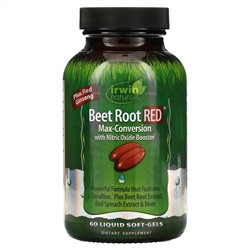 Irwin Naturals, Beet Root RED, Максимальная конверсия с ускорителем окиси азота, 60 мягких капсул с жидким наполнителем