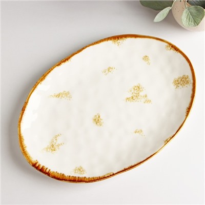 Блюдо фарфоровое Доляна Organic Gold, 30×21×2,5 см, цвет белый