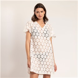 Admas - Vestido - 100% algodón - encaje - blanco