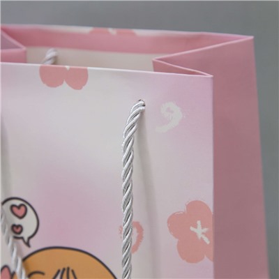 Пакет подарочный (XS) "Hare girl sitting", pink (19.5*14.5*9.5)