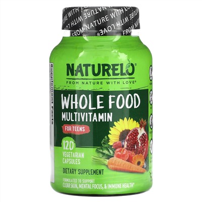 NATURELO, Мультивитамины из цельных продуктов для подростков, 120 вегетарианских капсул