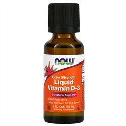 NOW Foods, жидкий витамин D-3 с повышенной силой действия, 1000 МЕ, 30 мл (1 жидк. унция)