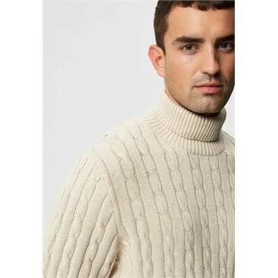 Selected Homme - SLHRYAN STRUCTURE ROLL NECK - Вязаный свитер - кремовый