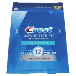 Crest, 3D Whitestrips, набор для отбеливания зубов, 1 час экспресс, 20 полосок