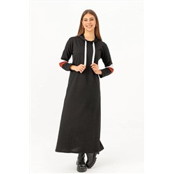 TOFİSA Женское кирпичное платье с простым воротником и капюшоном - 3530