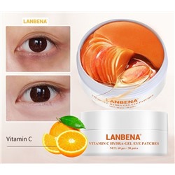 25%Lanbena Гидрогелевые патчи для области вокруг глаз с витамином С и гидролизованным коллагеном ,60 шт (30 пар).​