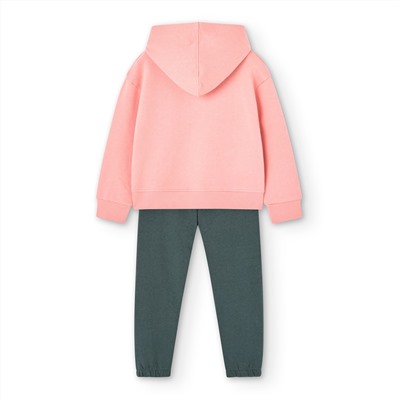 Conjunto sudadera con capucha + pantalón jogger - rosa y verde