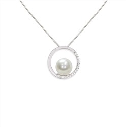 Collar con colgante - Plata 925 - Perla de agua dulce - Ø de la perla: 7 - 7,5 mm