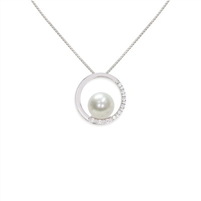 Collar con colgante - Plata 925 - Perla de agua dulce - Ø de la perla: 7 - 7,5 mm
