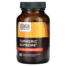 Gaia Herbs, Turmeric Supreme, повышенная сила действия, 120 веганских капсул с фитокапсулами