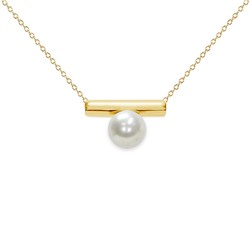 Collar con colgante - plata 925 chapada en oro - perla de agua dulce - Ø: 7 - 7.5 mm